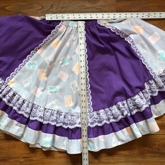 Vintage Pitchfork Square Dance Outfit Purple Ruffle Full Circle Rockabilly - Picture 6 of 10